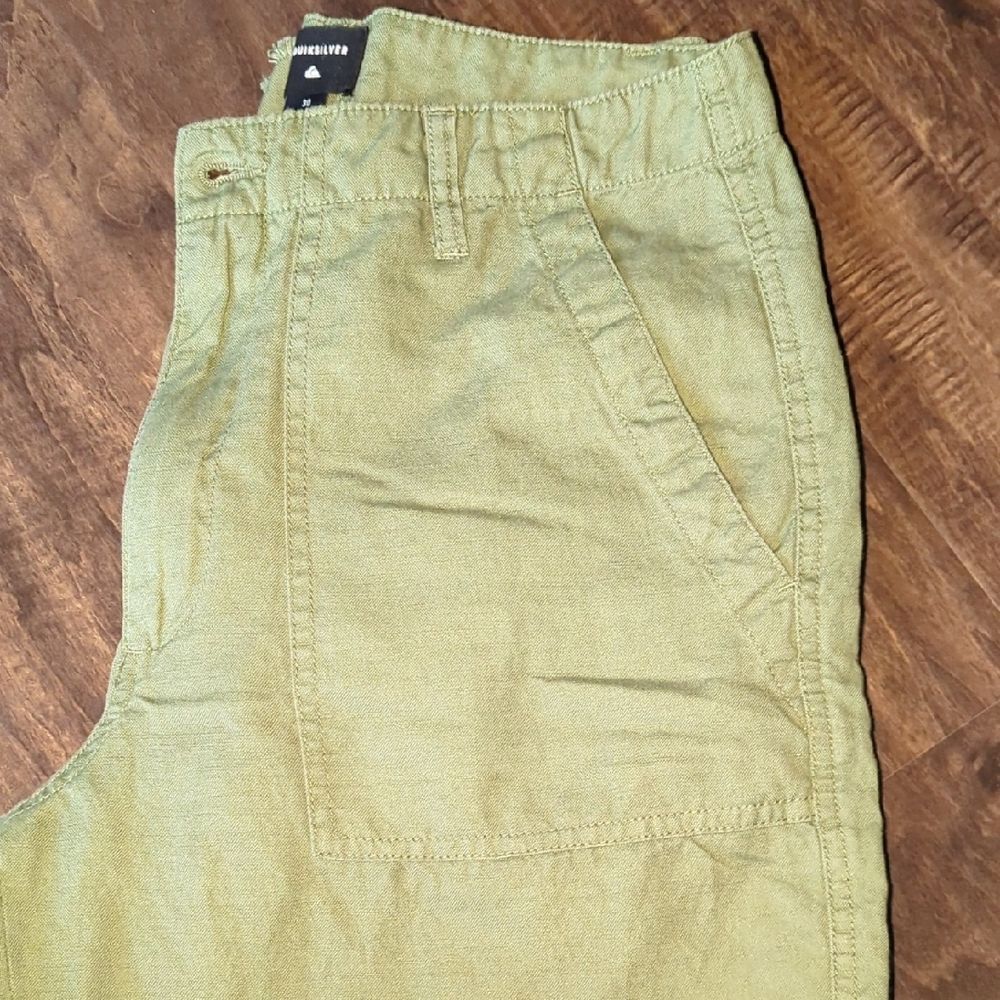 Olive Green Linen Pants Quicksilver Size 30 - Picture 6 of 8